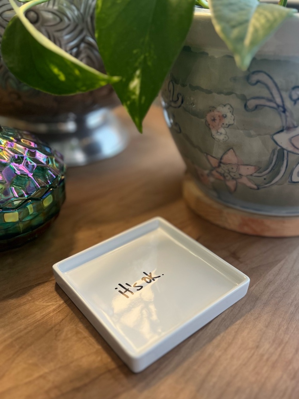 'It's OK' White Ceramic Trinket Dish